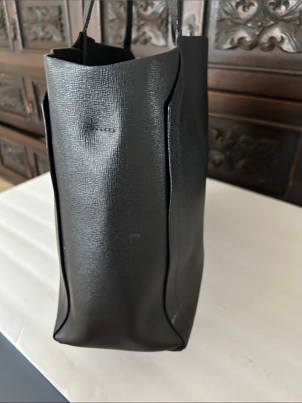 Furla Black Leather Tote with Subtle Logo - Picture 5 of 15